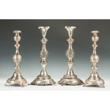 Two Pairs of Sterling Silver Candlesticks