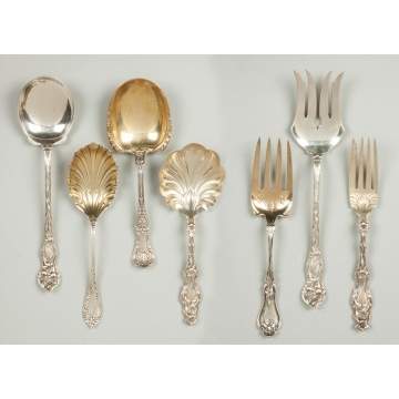 Seven Sterling Silver Serving Spoons & Forks