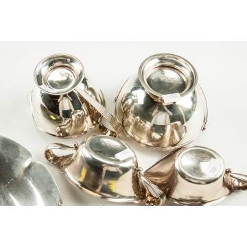 Tiffany & Co. Makers Sterling Silver Creamers & Sugar Bowls together with a Webster Sterling Tray