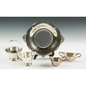 Tiffany & Co. Makers Sterling Silver Creamers & Sugar Bowls together with a Webster Sterling Tray