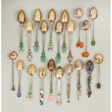 Various Enameled Demitasse Spoons