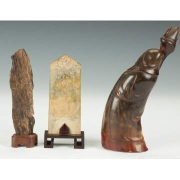 Carved Scholar's Stones & Figure