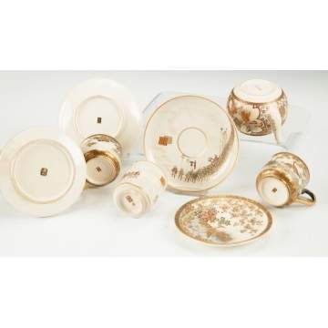 Group of Japanese Satsuma Teapots, Cups & Saucers