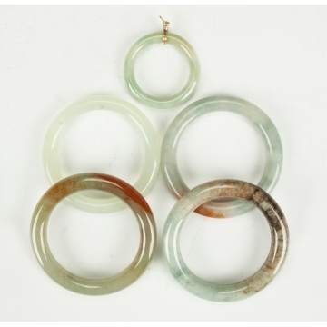 Four Chinese Jade Bracelets & Pendant