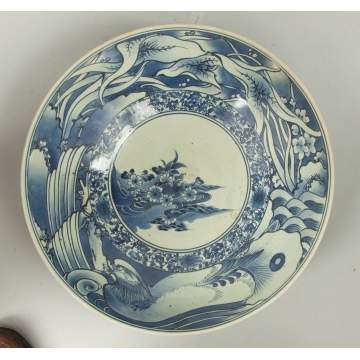 Early Japanese Blue & White Porcelain Bowl 
