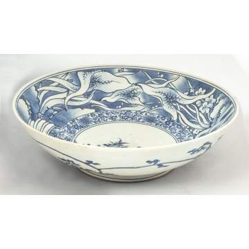 Early Japanese Blue & White Porcelain Bowl 