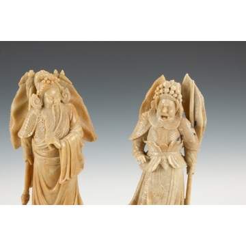 Chinese Carved Soapstone Court Figures