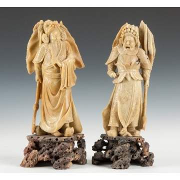 Chinese Carved Soapstone Court Figures