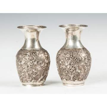 Chinese Export Silver Vases