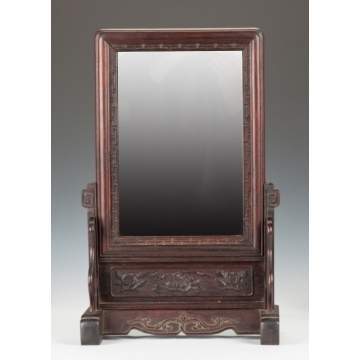 Chinese Carved Hardwood Table Mirror