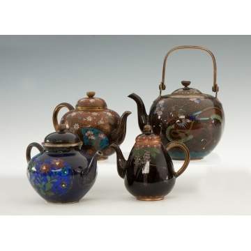 Four Japanese Cloisonné Teapots