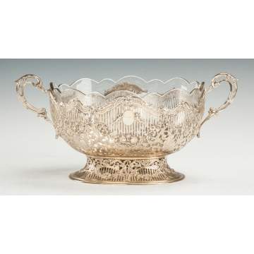 German Silver Centerpiece with Glass Insert