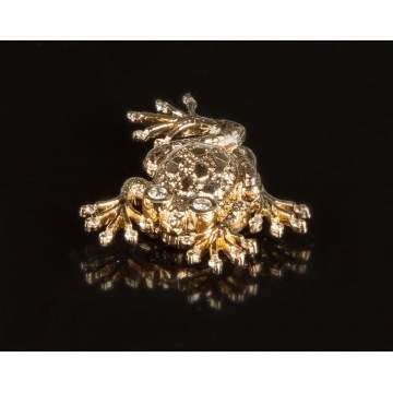 14K Gold & Diamond Frog Pin