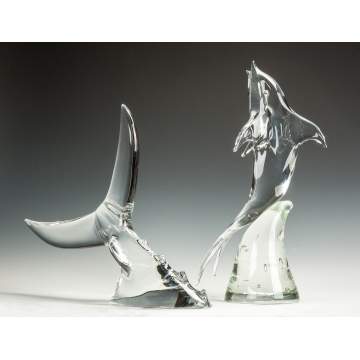 Baccarat Glass Fish Tail & Glass Dolphin