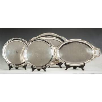 Three Sterling Silver Trays & One 800 Silver Tray