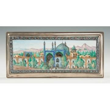 Silver Box with Enameled Mosque