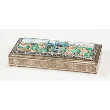 Silver Box with Enameled Mosque