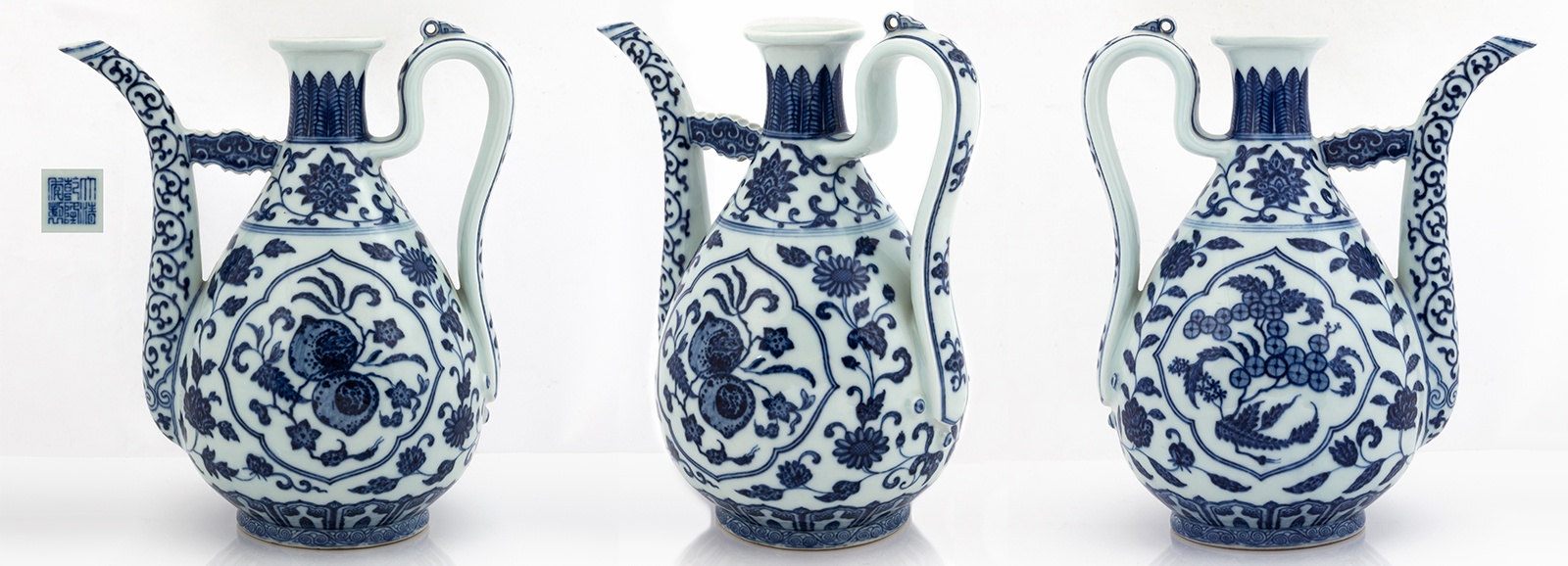 Rare Chinese Ming-style Blue and White Ewer